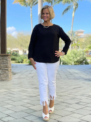 BLACK LONG WAFFLE COTTON - Cathys Place