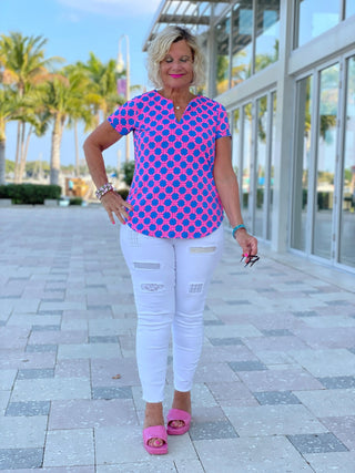 PINK SPADE SHORT SLEEVE TOP - Cathys Place