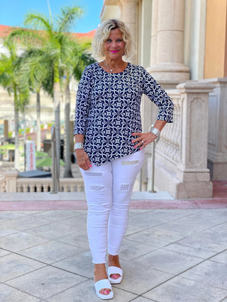 BRIGHTEN BLUE ASYMMETRIC TOP - Cathys Place