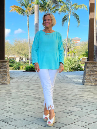 AQUA LONG WAFFLE SLEEVE - Cathys Place