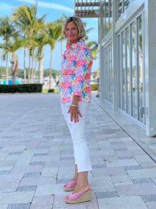PALM BEACH GARDEN 3/25 RUFFLE TOP - Cathys Place