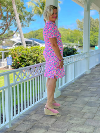 PALM TREE SIESTA SHORT SLEEVE DRESS LULU-B