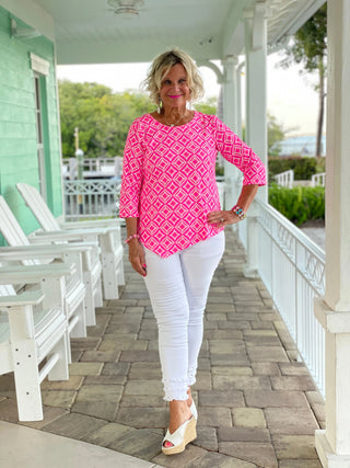 PINK DIAMONDS ASYMMETRIC TOP LULU-B