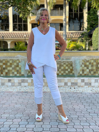 WHITE WAFFLE ASYMMETRIC TANK - Cathys Place