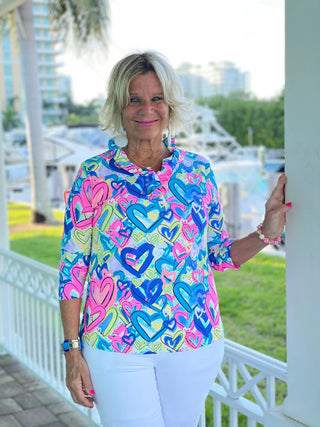 SECRET LOVE HEARTS RUFFLE TOP LULU-B