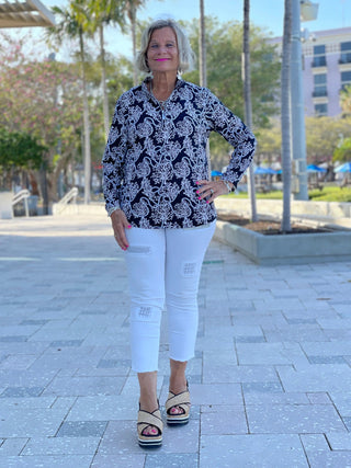 NAUTICAL LANE ZIPPER TOP - Cathys Place