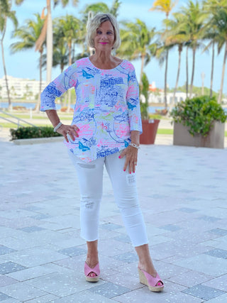 POST CARDS OF LOVE ASYMMETRIC TOP - Cathys Place