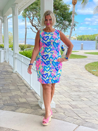 SECRET LOVE HEARTS SHIFT DRESS LULU-B