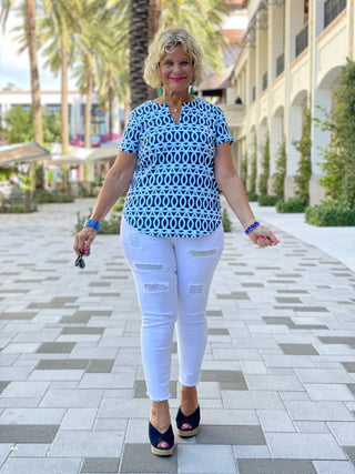 MELINA BLUE SHORT SLEEVE - Cathys Place