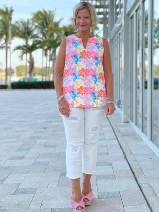 PALM BEACH GARDEN SLEEVELESS TOP - Cathys Place
