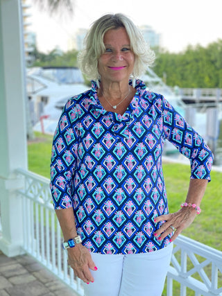 PINEAPPLE VACA RUFFLE TOP LULU-B