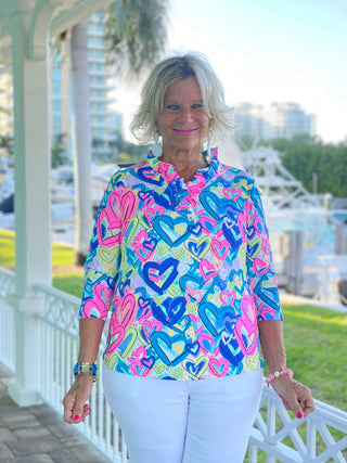 SECRET LOVE HEARTS RUFFLE TOP LULU-B