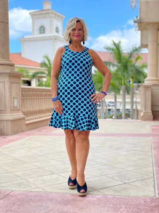 SEASIDE BLUE HALTER RUFFLE DRESS LULU-B