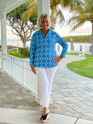 BAHAMA BLUE TURTLE HALF ZIPPER LULU-B