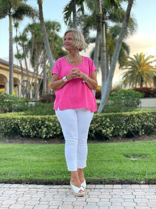 PINK WAFFLE SHORT SLEEVE - Cathys Place