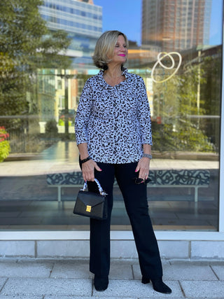 SNOW LEOPARD RUFFLE TOP - Cathys Place