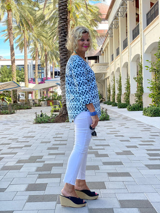 MELINA BLUE ASYMMETRIC TOP - Cathys Place