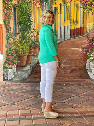 MINT 3/25 SLEEVE RUFFLE TOP LULU-B