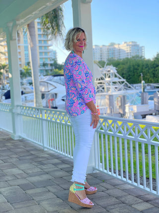 CAROLINA PAISLEY V NECK LULU-B