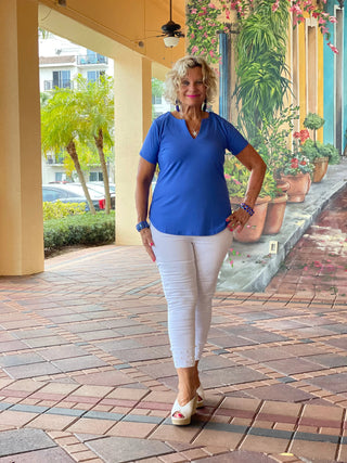 BLUE SHORT SLEEVE TOP LULU-B