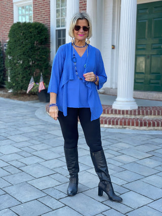 BLUE MESH RUFFLE WRAP LULU-B