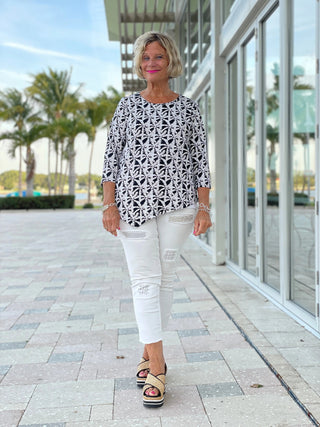 BLACK AND BEIGE ASYMMETRIC TOP - Cathys Place