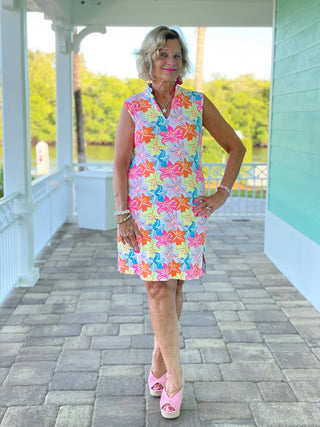 PALM BEACH GARDEN COLLAR DRESS - Cathys Place