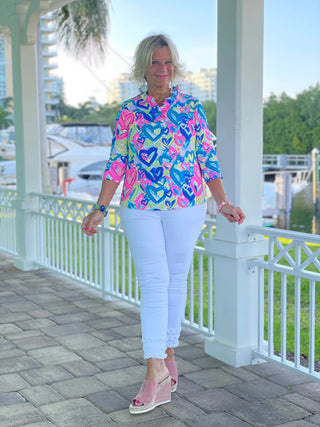 SECRET LOVE HEARTS RUFFLE TOP LULU-B