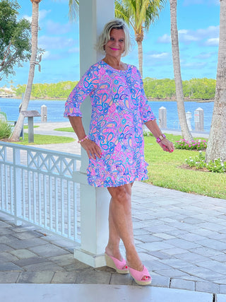 CAROLINA PAISLEY RUFFLE SLEEVE DRESS LULU-B