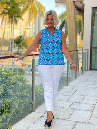 BAHAMA BLUE SLEEVELESS ZIPPER LULU-B