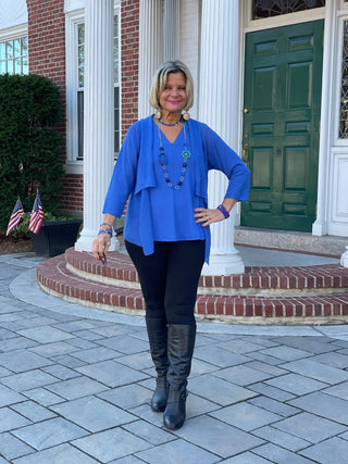 BLUE MESH RUFFLE WRAP LULU-B