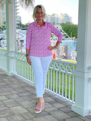 PALM TREE SIESTA RUFFLE TOP LULU-B