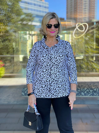 SNOW LEOPARD RUFFLE TOP - Cathys Place