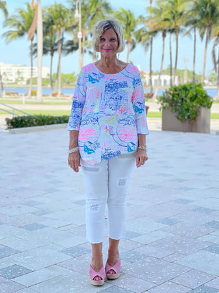 POST CARDS OF LOVE ASYMMETRIC TOP - Cathys Place