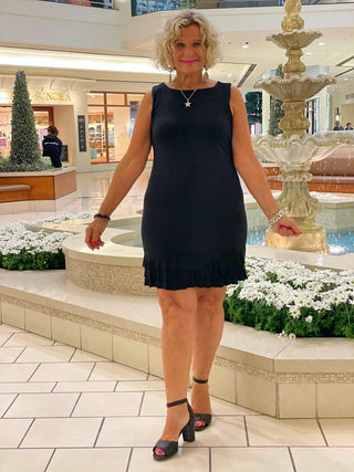 SIERRA BLACK SHIFT RUFFLE DRESS - Cathys Place