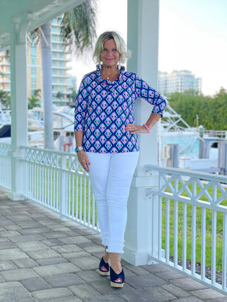 PINEAPPLE VACA RUFFLE TOP LULU-B