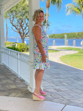 TIKI ESCAPE HALTER RUFFLE DRESS LULU-B