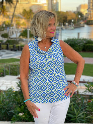 AQUA DIAMOND SLEEVELESS RUFFLE LULU-B