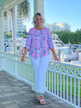 CAROLINA PAISLEY ASYMMETRIC TOP LULU-B