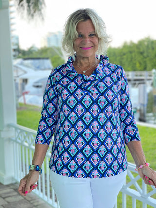 PINEAPPLE VACA RUFFLE TOP LULU-B