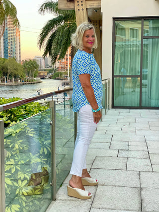 AQUA DIAMONDS SHORT SLEEVE LULU-B