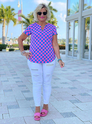 PINK SPADE SHORT SLEEVE TOP - Cathys Place