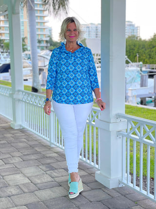 BAHAMA BLUE RUFFLE TOP LULU-B