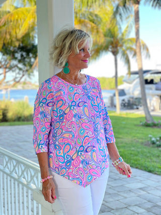 CAROLINA PAISLEY ASYMMETRIC TOP LULU-B