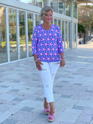 PINK STARFISH BEACH V NECK TOP - Cathys Place