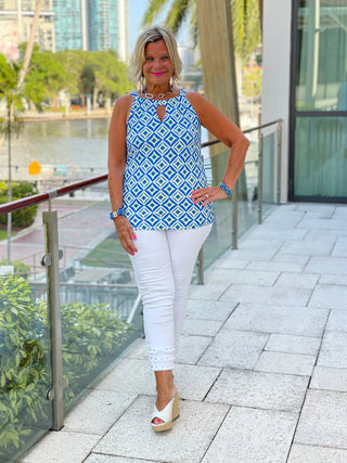 AQUA DIAMONDS KEYHOLE TOP LULU-B