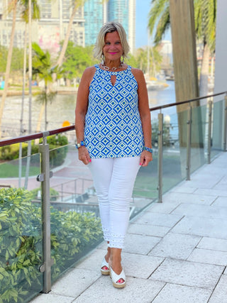 AQUA DIAMONDS KEYHOLE TOP LULU-B