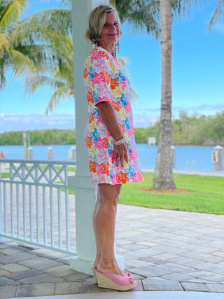 [PALM BEACH GARDEN ELBOW SLEEVE DRESS - Cathys Place