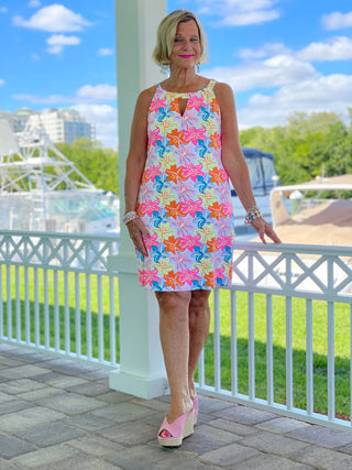 PALM BEACH GARDEN KEYHOLE DRESS - Cathys Place