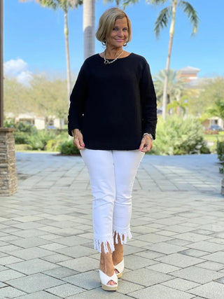 BLACK LONG WAFFLE COTTON - Cathys Place